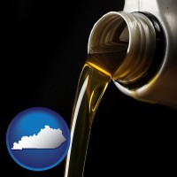 kentucky pouring motor oil, on a black background