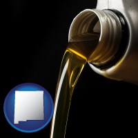 new-mexico pouring motor oil, on a black background